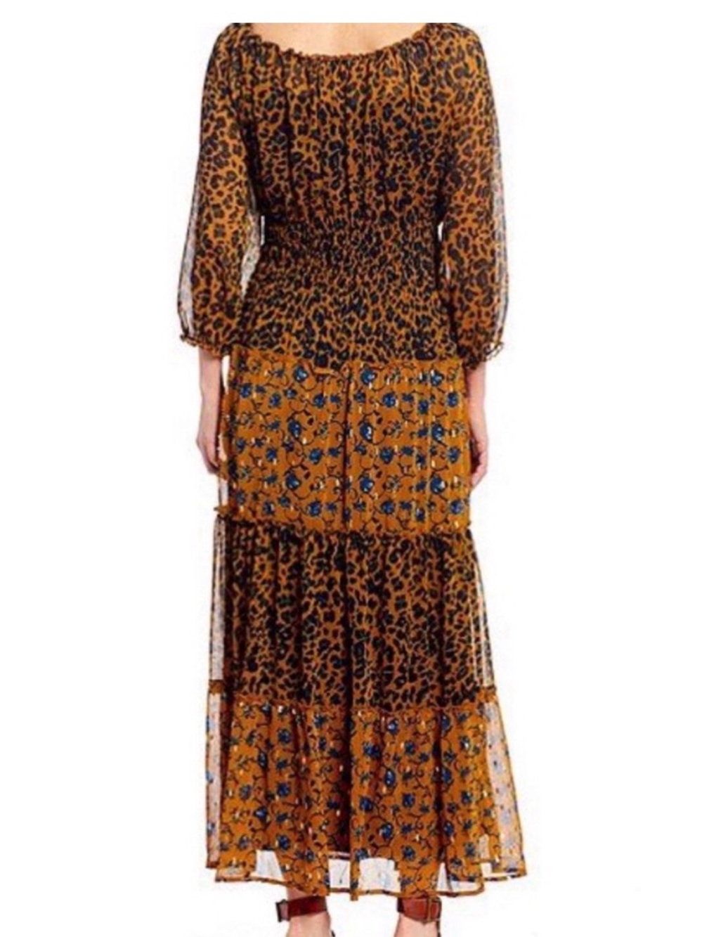 Anthropologie Fig and Flower Floral Leopard Tiered Maxi Dress | M - Picture 2 of 10
